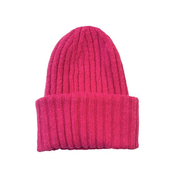 NEW Anthropologie Street Style Beanie in Bright Pink - Picture 2 of 4